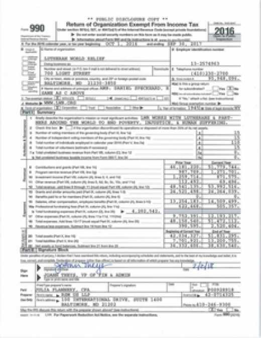 Finance Form 990 2016